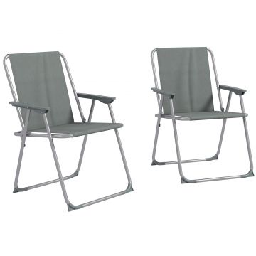 Outsunny Set de 2 scaune pliabile pentru terasa, camping, Gri | Aosom Romania