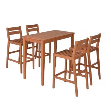 Set de bar de grădină în culoare naturală din lemn de eucalipt pentru 4 persoane Maine – Garden Pleasure Set de bar de grădină în culoare naturală din lemn de eucalipt pentru 4 persoane Maine – Garden Pleasure