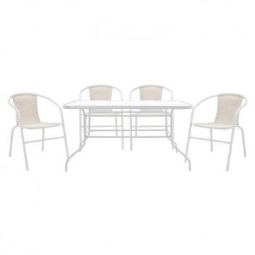 Set Masa si Scaune Gradina Valor-Obbi 5 Piese Alb