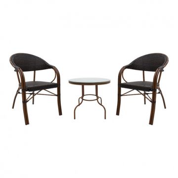 Set Masa si Scaune Lounge Paula 3 Piese Maro