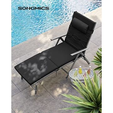 Sezlong, Songmics, Negru, 60x183x97 cm