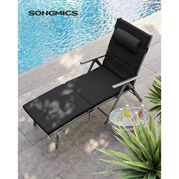 Sezlong, Songmics, Negru, 60x183x97 cm